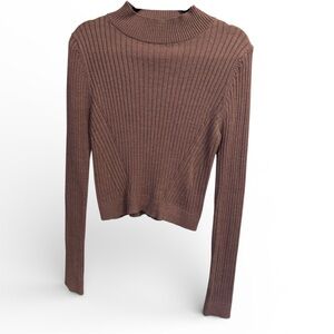 She + Sky Mauve Ribbed Crop Knit Top SZ L